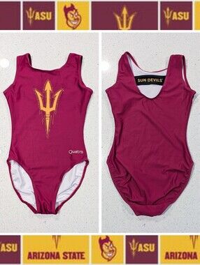 ASU Sun Devils Collegiate Quatro gymnastics dance Leotard AS Small ARIZONA STATE